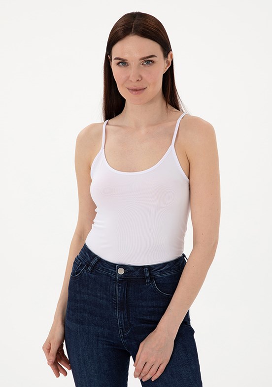 PIERRE CARDIN Beyaz Kadın Polo Yaka T-shirt