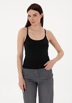 PİERRE CARDİN - Kadın Siyah Polo Yaka T-Shirt