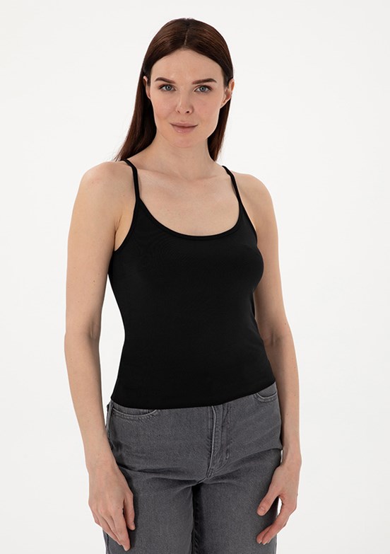 PİERRE CARDİN - Kadın Siyah Polo Yaka T-Shirt