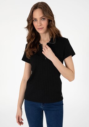 PIERRE CARDIN Siyah Kadın Slim T-Shirt