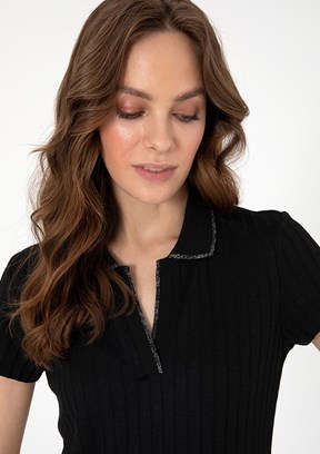 PIERRE CARDIN Siyah Kadın Slim T-Shirt