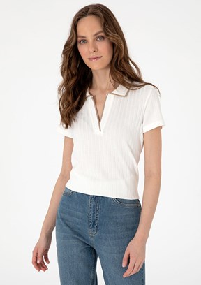 PIERRE CARDIN Beyaz Kadın Slim T-shirt