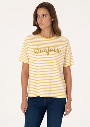 PİERRE CARDİN Kadın Sarı Comfort T-Shirt