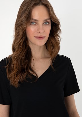 PIERRE CARDIN Siyah Kadın Regular T-Shirt