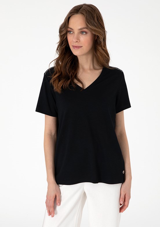 PIERRE CARDIN Siyah Kadın Regular T-Shirt