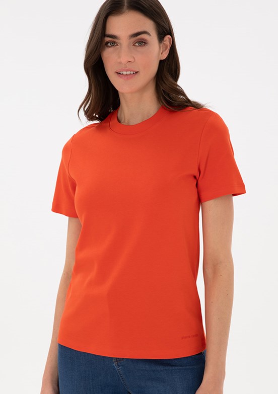 PIERRE CARDIN Kırmızı Kadın Bisiklet Yaka T-shirt