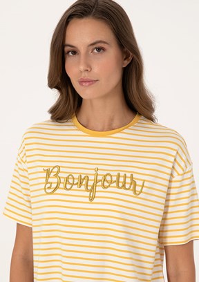 PİERRE CARDİN - Kadın Sarı Comfort T-Shirt