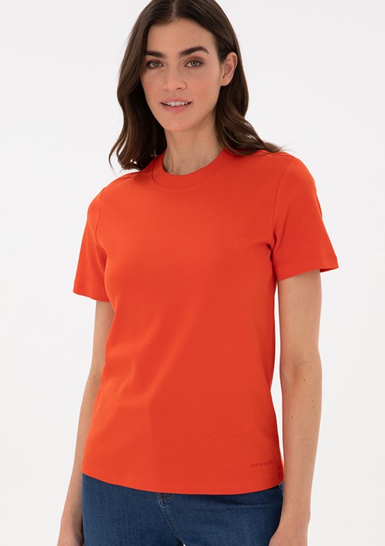PIERRE CARDIN Kırmızı Kadın Bisiklet Yaka T-shirt