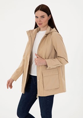 PIERRE CARDIN Bej Kadın Basic Kaban