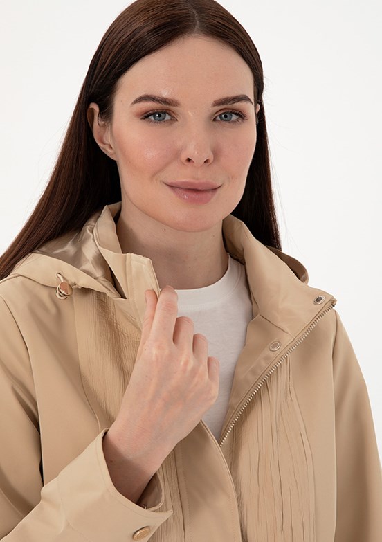 PIERRE CARDIN Bej Kadın Basic Kaban