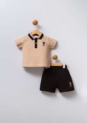 US POLO ASSN Bej Erkek Bebek Eşofman Takımı