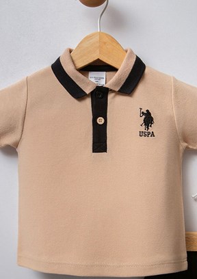 US POLO ASSN Bej Erkek Bebek Eşofman Takımı