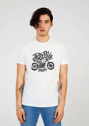 THE CROW Ride - TC7121 Erkek Beyaz Baskılı T-Shirt