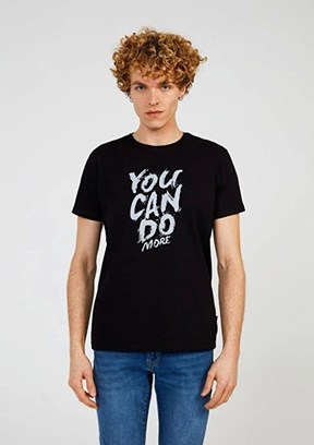 THE CROW More - TC7118 Erkek Siyah Baskılı T-Shirt