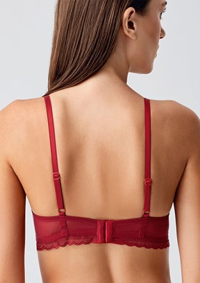 NEW BRA - 3383950000 Kadın Bordo Destekli Dantelli Sütyen