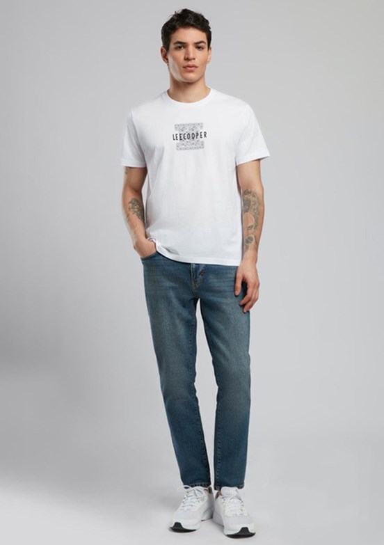 LEE COOPER Bart Beyaz Erkek O Yaka T-shirt