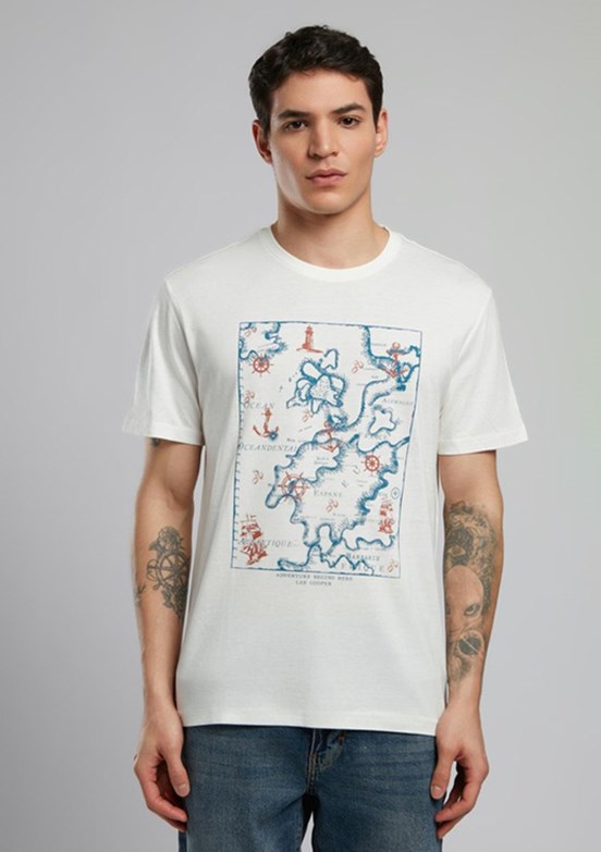LEE COOPER Capela Ekru Erkek O Yaka T-shirt