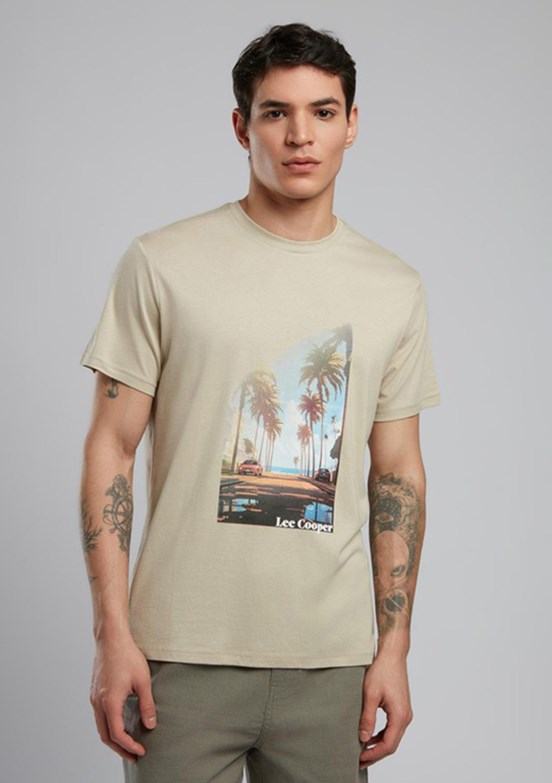 LEE COOPER Montay Bej Erkek O Yaka T-shirt