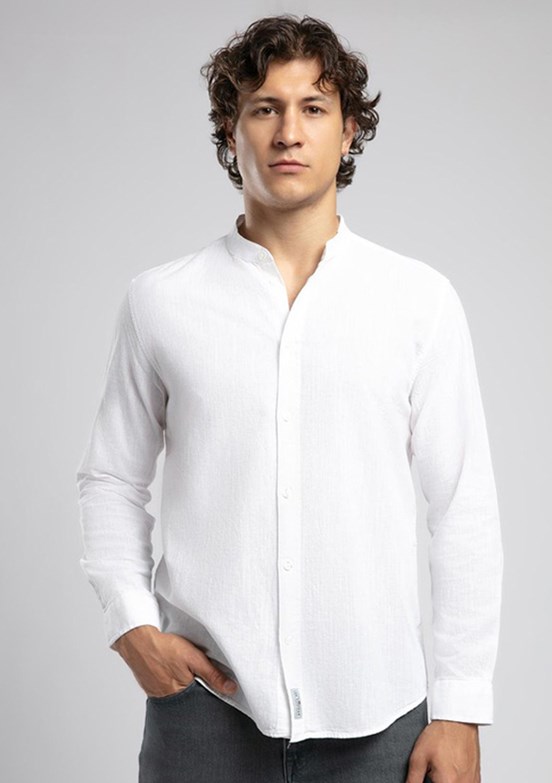 LEE COOPER Julsa Beyaz Erkek Uzun Kol Dokuma Gömlek