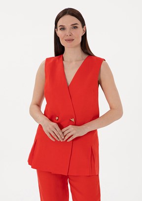 PIERRE CARDIN Kırmızı Kadın Dokuma Yelek
