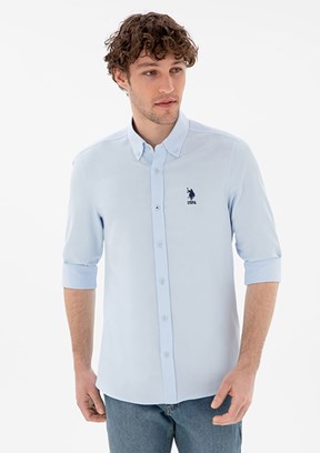 US POLO ASSN Mavi Erkek Uzun Kol Gömlek