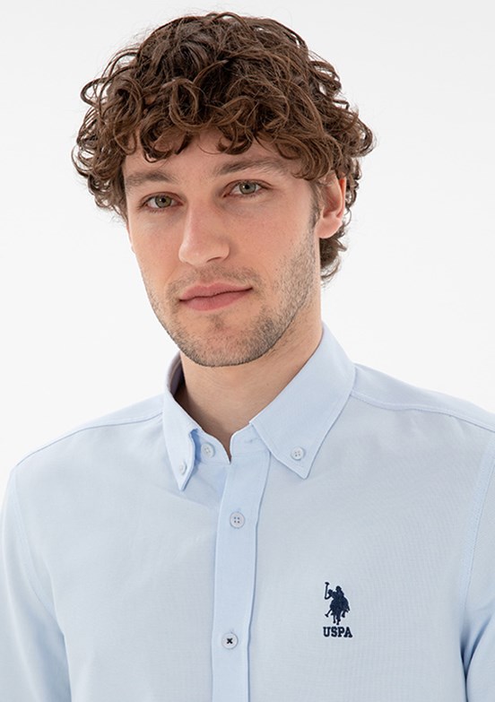 US POLO ASSN Mavi Erkek Uzun Kol Gömlek