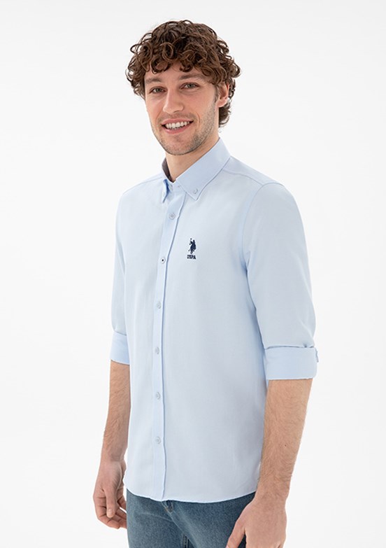 US POLO ASSN Mavi Erkek Uzun Kol Gömlek