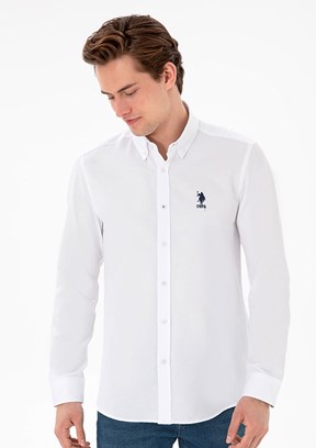 US POLO ASSN Beyaz Erkek Uzun Kol Gömlek