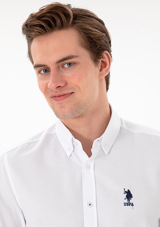 US POLO ASSN Beyaz Erkek Uzun Kol Gömlek