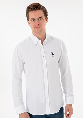 US POLO ASSN Beyaz Erkek Uzun Kol Gömlek