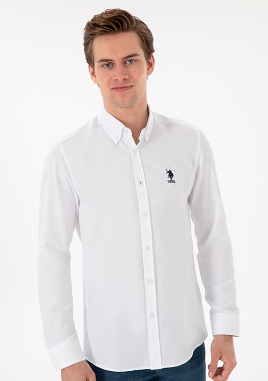 US POLO ASSN Beyaz Erkek Uzun Kol Gömlek