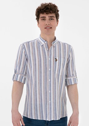 US POLO ASSN Bej Erkek Uzun Kol Gömlek