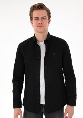 US POLO ASSN Siyah Erkek Uzun Kol Gömlek