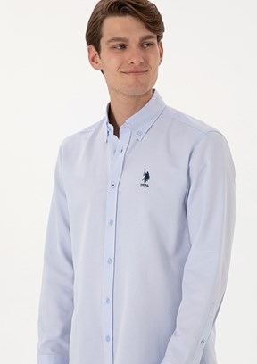 US POLO ASSN Mavi Erkek Uzun Kol Gömlek