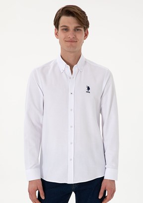 US POLO ASSN Beyaz Erkek Uzun Kol Gömlek