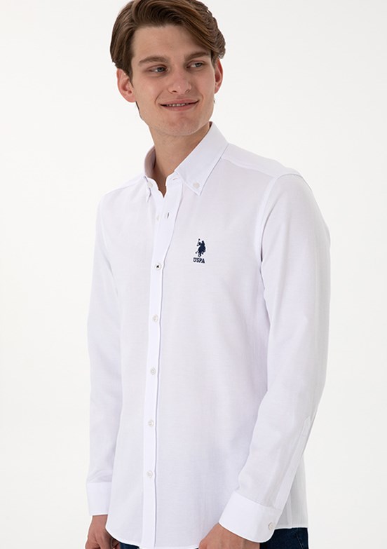 US POLO ASSN Beyaz Erkek Uzun Kol Gömlek