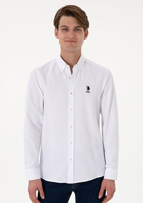 US POLO ASSN Beyaz Erkek Uzun Kol Gömlek