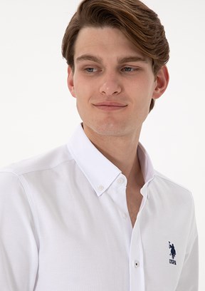 US POLO ASSN Beyaz Erkek Uzun Kol Gömlek