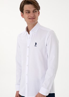US POLO ASSN Beyaz Erkek Uzun Kol Gömlek