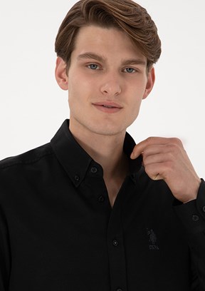 US POLO ASSN Siyah Erkek Uzun Kol Gömlek