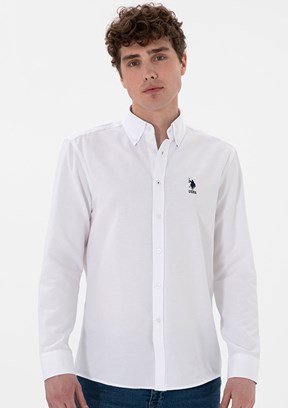 US POLO ASSN Beyaz Erkek Uzun Kol Gömlek
