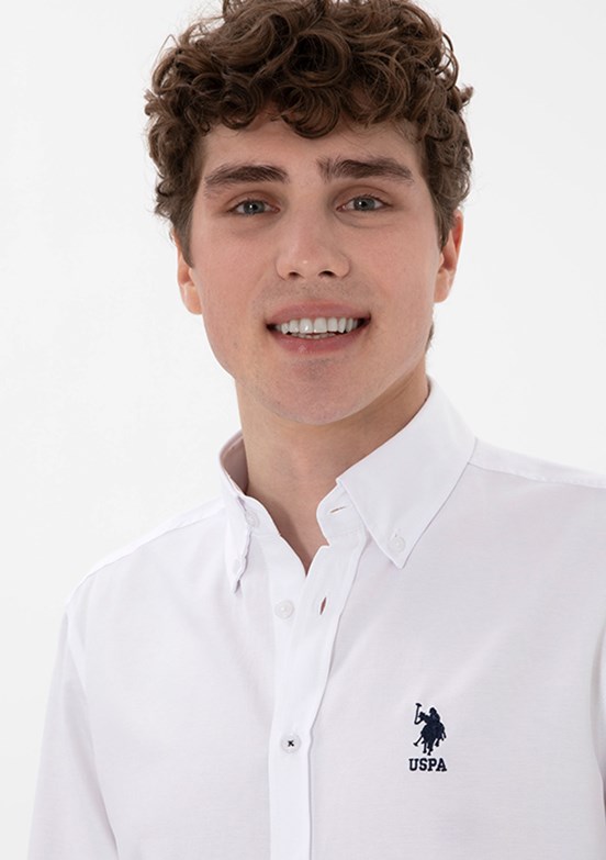 US POLO ASSN Beyaz Erkek Uzun Kol Gömlek