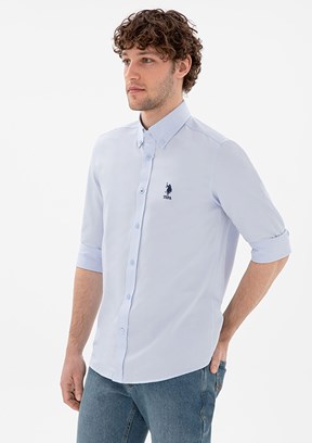 US POLO ASSN Mavi Erkek Uzun Kol Gömlek