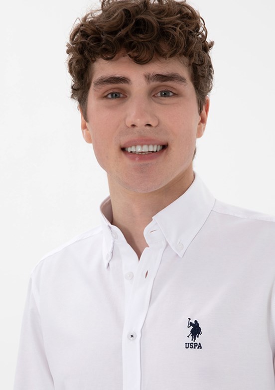 US POLO ASSN Beyaz Erkek Uzun Kol Gömlek