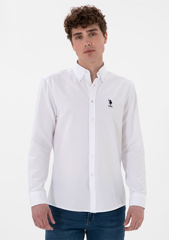 US POLO ASSN Erkek Beyaz Uzun Kol Gömlek