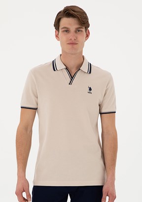 US POLO ASSN Bej Erkek Slim T-Shirt