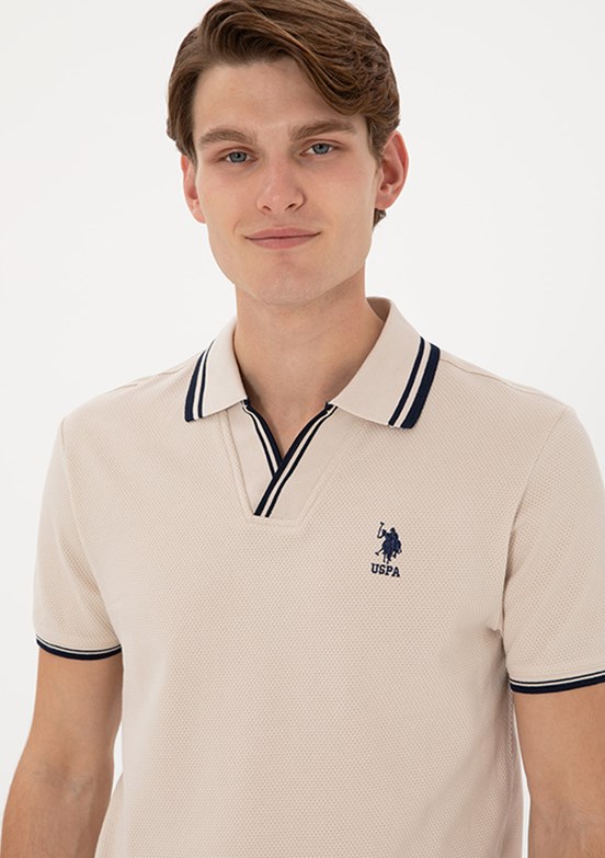 US POLO ASSN Bej Erkek Slim T-Shirt