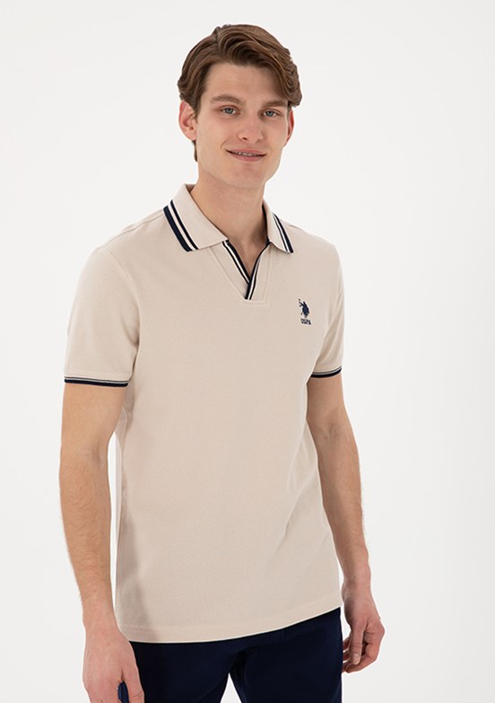 US POLO ASSN Bej Erkek Slim T-Shirt