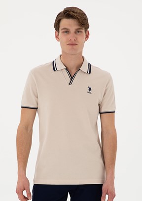 US POLO ASSN Bej Erkek Slim T-Shirt