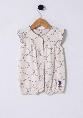 US POLO ASSN Beyaz Kız Bebek Tulum Elbise